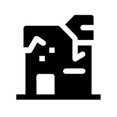 Icon of a damaged building to signify destruction or disrepair