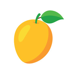Vibrant Yellow Mango Illustration With Green Leaf