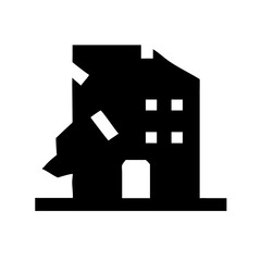 Icon of a damaged building to signify destruction or disrepair