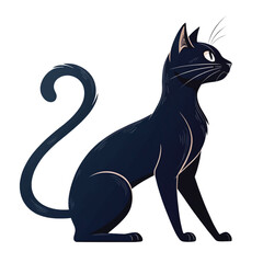 Mysterious Black Cat Silhouette: Timeless Elegance of a Feline in Profile