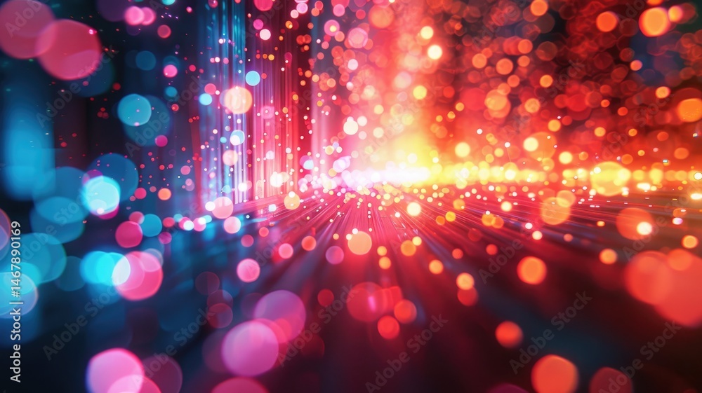 Poster abstract picture of neon light particle with digital technology style design connecting become dynam