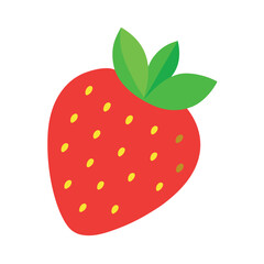 Vibrant Red Strawberry Illustration with Green Leaves
