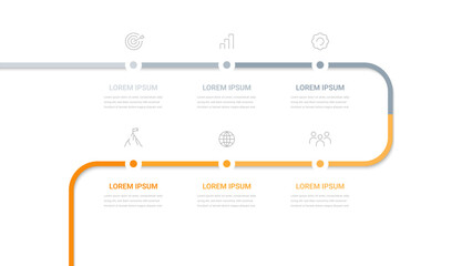 Modern six-step diagram for presentation. Infographics in sequential steps