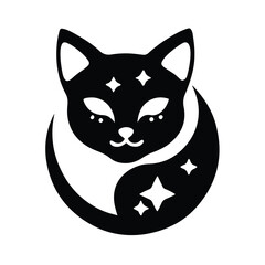 Whimsical Surreal Cat Design | Cat Under the Moon with Stars, Magical Cosmic Art for Digital Illustrations, Print Art, and Celestial Animal Artwork
