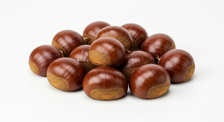 A Pile of Freshly Harvested Chestnuts, Ready for Roasting or Culinary Delights: High-Resolution Image Perfect for Food Blogs, Cookbooks, and Autumnal Designs