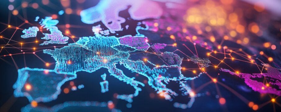 Europe Map Connection Network Digital Data