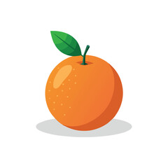 Vibrant Orange Illustration with Green Leaf