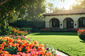 Mediterranean Villa's Lush Garden: A Sunny Day Escape