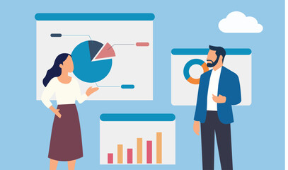 flat design variations that are more creative, professional, or SEO-friendly with diagram graph vector illustration