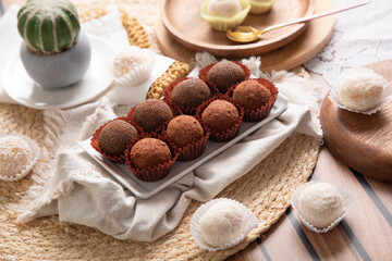 Brigadeiros chocolate truffles brazilian tradicional dessert sweet food