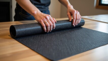 Roll up the black cushion with your hands