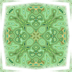 Minty Green Psychedelic Kaleidoscope - Organic Abstract Pattern with Glowing Border for Eco Branding and Nature-Based Designs