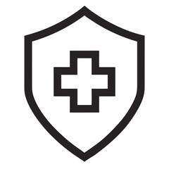 Fototapeta premium shield icon medical symbol cross protective on white background