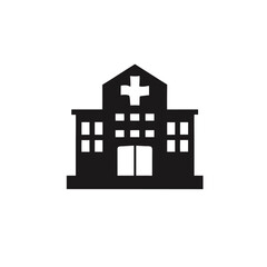 hospital building medical facility silhouette icon on white background