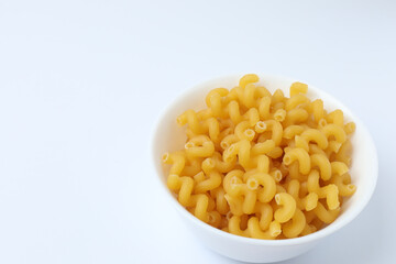 Raw pasta isolated on a white background, contour.