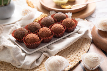 Brigadeiros chocolate truffles brazilian tradicional dessert sweet food