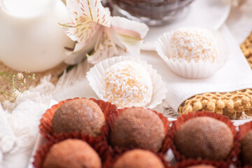 Brigadeiros chocolate truffles brazilian tradicional dessert sweet food
