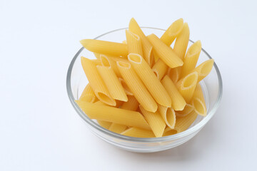 Raw pasta isolated on a white background, contour.