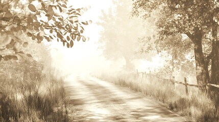 Obraz premium Misty path through forest