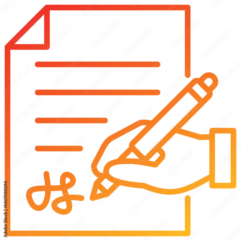 Poster signing line gradient icon