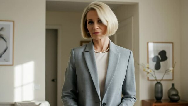 Woman using a lint roller to remove fuzz from her suit: Effortless elegance and grooming tips