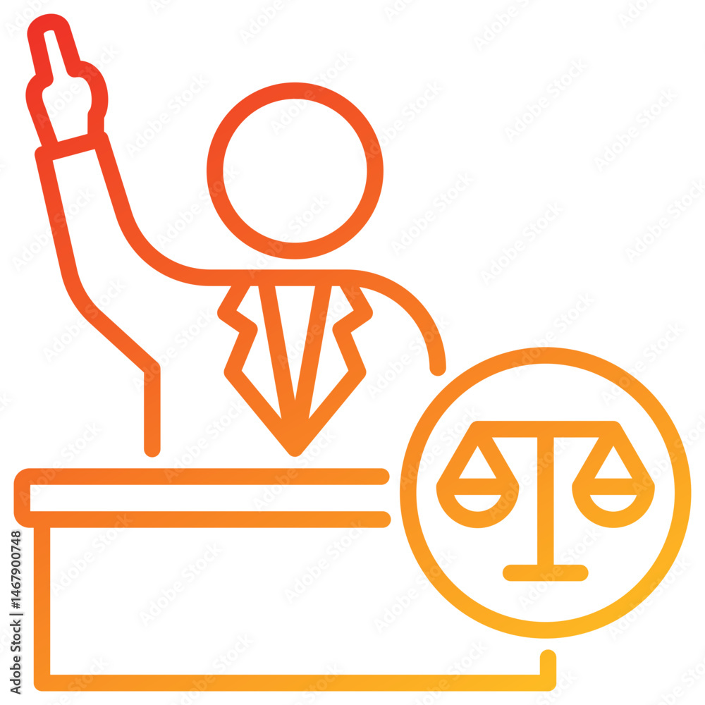 Poster prosecutor line gradient icon