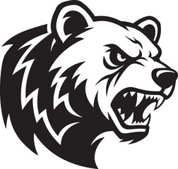 Roaring Bear Head Vector - Snarling Side Profile EPS 10