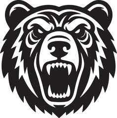 Roaring Bear Head Vector - Muscular Jaw EPS 10