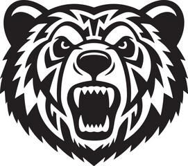 Roaring Bear Head Silhouette - Wide Jaw EPS 10