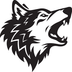 Howling Wolf Head Vector - Aggressive EPS 10 Silhouette
