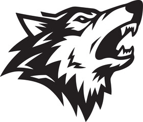 Howling Wolf Head Silhouette - Bold Line Art EPS 10