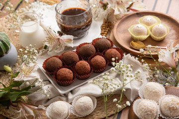 Brigadeiros chocolate truffles brazilian tradicional dessert sweet food