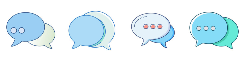 Variety of message bubbles suggesting thinking, communication, and technology in general