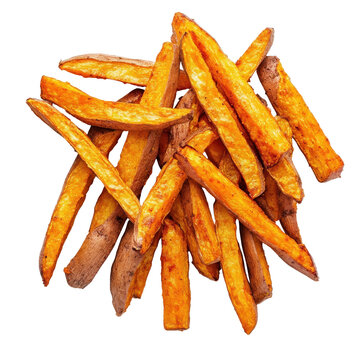 Sweet Potato Fries (Five Guys) isolated on transparent background.