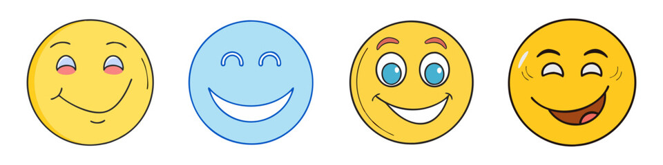 Cartoon emojis showing different emotions and expressions on a white background