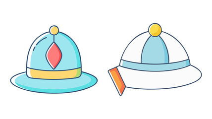 Fototapeta premium Two cute pith helmets or safari hats in a cartoon style design