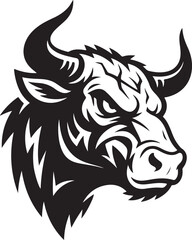 Aggressive Bull Head Silhouette - Side View EPS 10