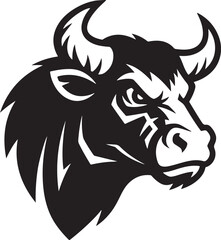 Aggressive Bull Head - Side View EPS 10