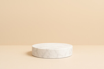 A minimalist marble serving board set against a soft beige background, perfect for showcasing food items or baking creations. Ideal for culinary presentations and food photography.