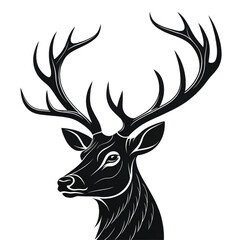 Timeless Elegance of a Deer's Profile with Graceful Antlers