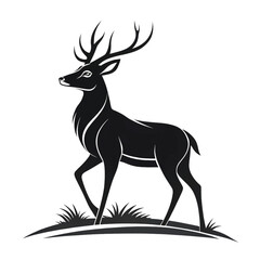 Silhouette of a deer with beautiful antlers on a white background, vector illustration stock illustration