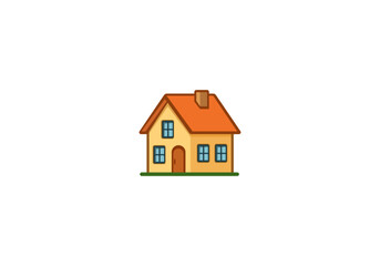 Vector illustration of a wooden house or hut on a white background	