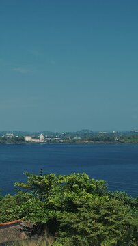 Galle cityscape, Sri Lanka. Laccadive sea and horizon view coast near city. Insee Cement - Galle Cement Works.