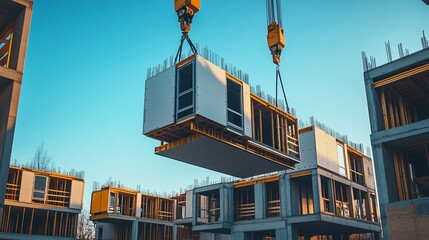 Efficient Construction: Crane Lifting Modular Unit for Modern Building Project