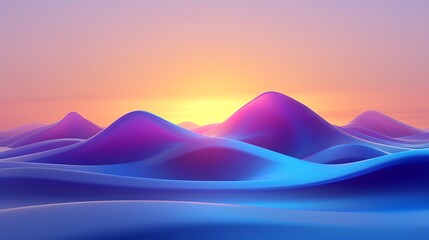 Abstract Digital Artwork Depicting Surreal Waves with Vivid Colors and a Gradient Sky