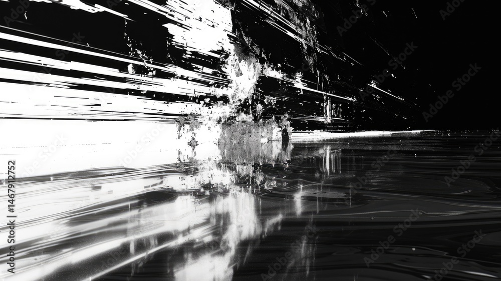Fototapete Abstract complex glitch with pixel effect in tech background use shading and glitches texture express mysterious design or complex flow with cyber object convey sense of future digital scene. AIG53.