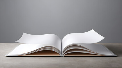 Open Book with Blank Pages on a Table A Clean and Minimalist Design