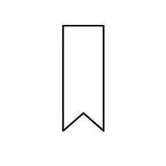 Bookmark icon black and white with downward pointed end