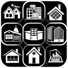 House and building vector icons set.