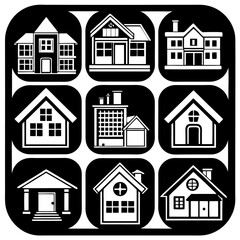 House and building vector icons set.